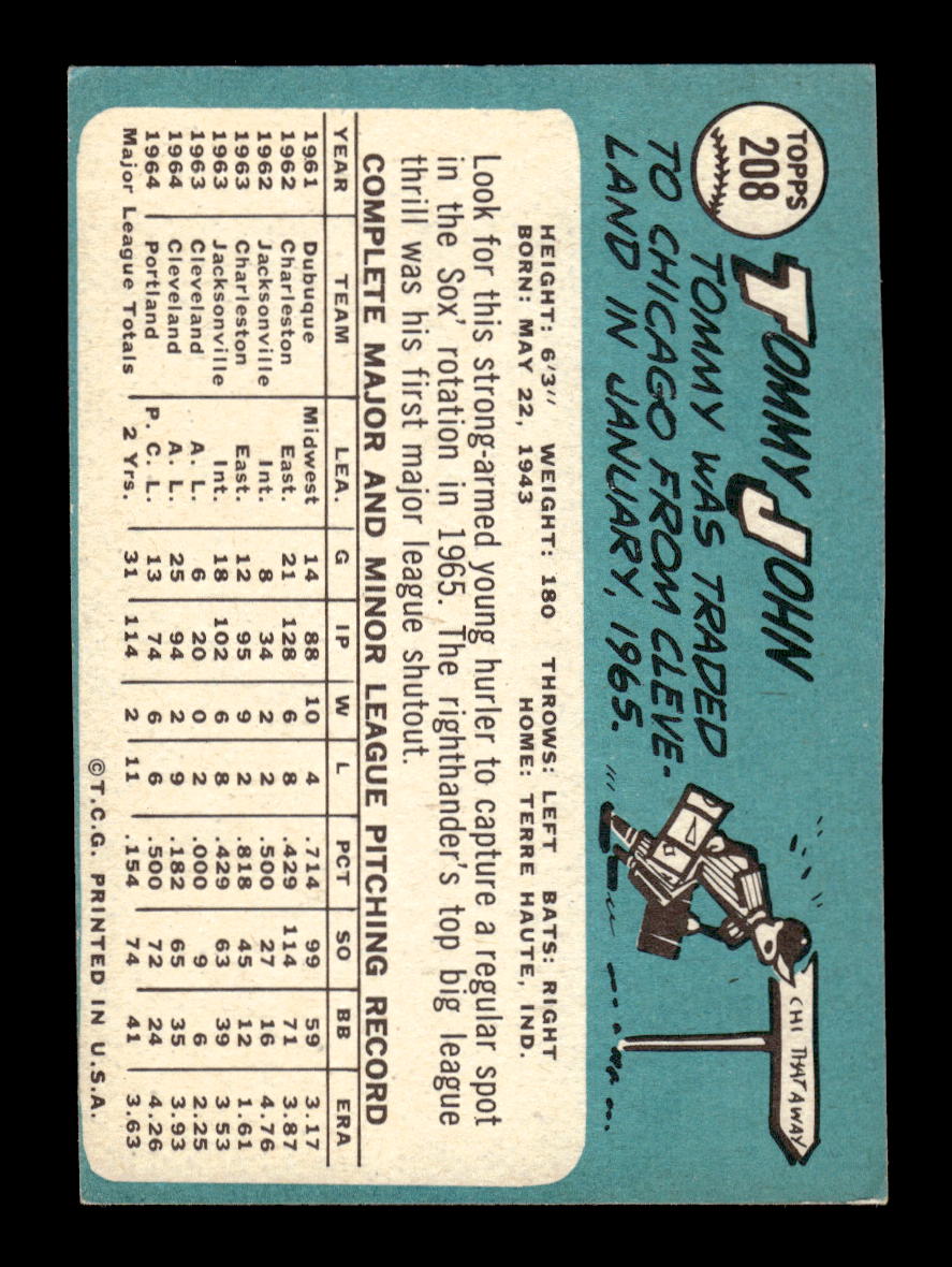 1965 Topps #208 Tommy John Chicago White Sox VG HOF10011568