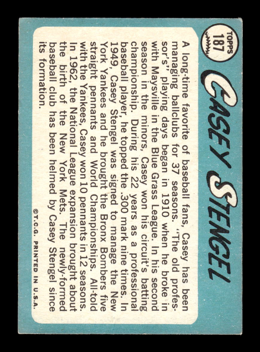 1965 Topps #187 Casey Stengel New York Mets G/VG HOF10011569
