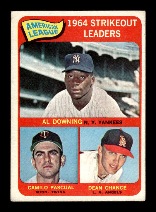 1965 Topps #11 AL Strikeout Leaders Downing Pascual Chance G/VG HOF10011580