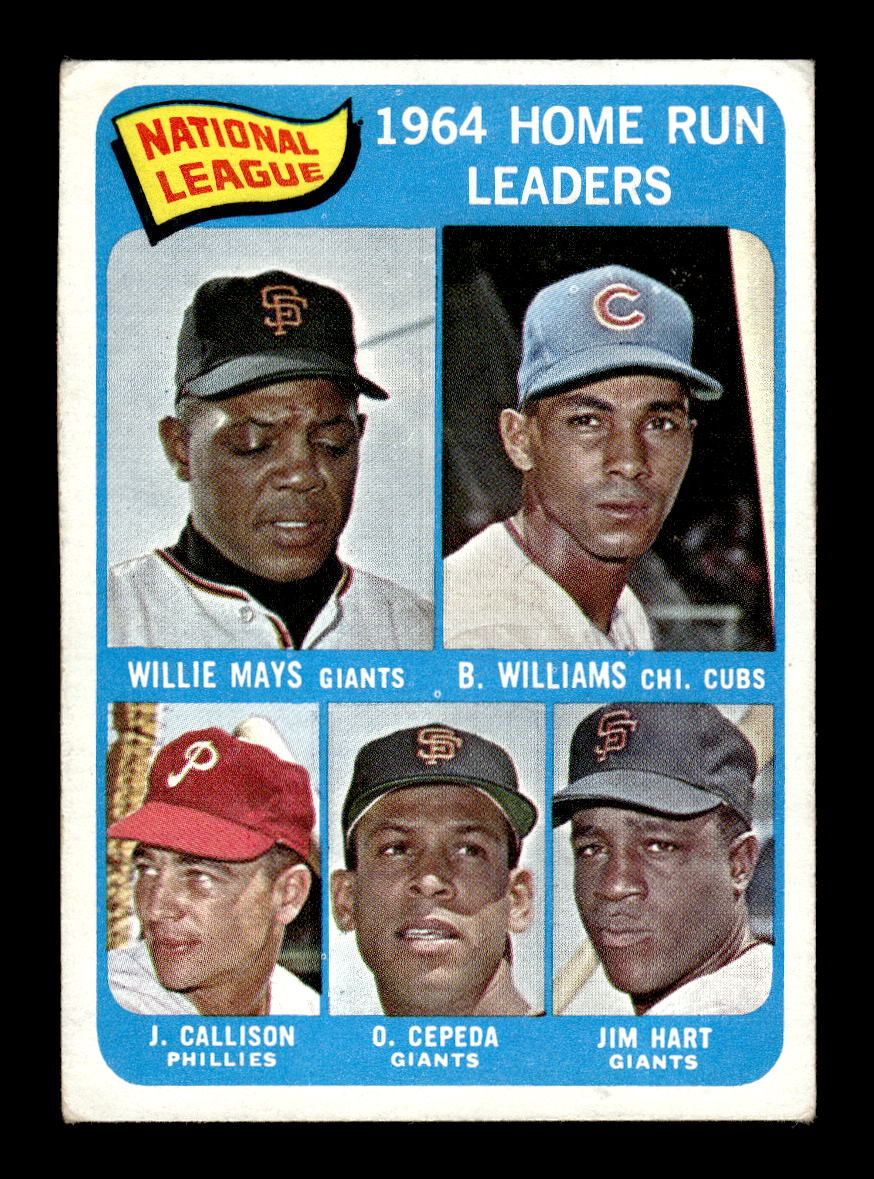 1965 Topps #4 NL 1964 HR Leaders Willie Mays Williams Cepeda VG HOF10011581