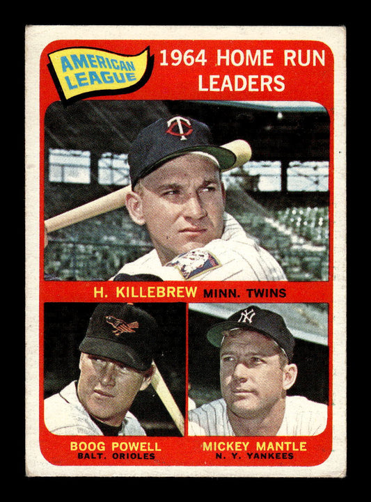 1965 Topps #3 American League HR Leaders Killebrew Mickey Mantle VG HOF10011583
