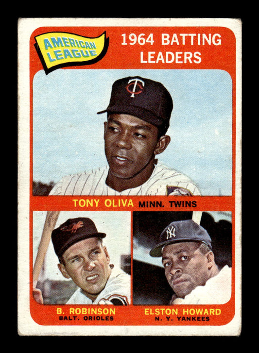 1965 Topps #1 AL Batting Leaders Oliva Brooks Robinson Howard VG HOF10011584