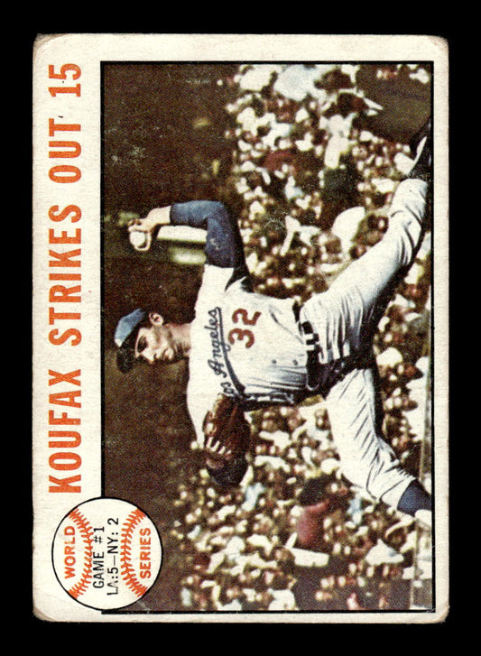 1964 Topps #136 World Series Game #1 - Koufax Strikes Out 15 G/VG HOF10011586