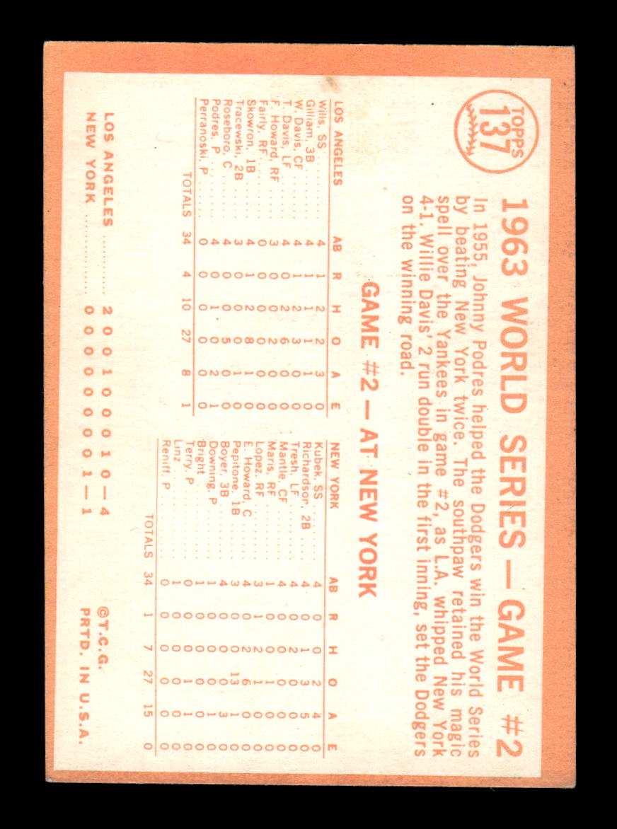 1964 Topps #137 World Series Game #2 - Davis Sparks Rally VGEX HOF10011587