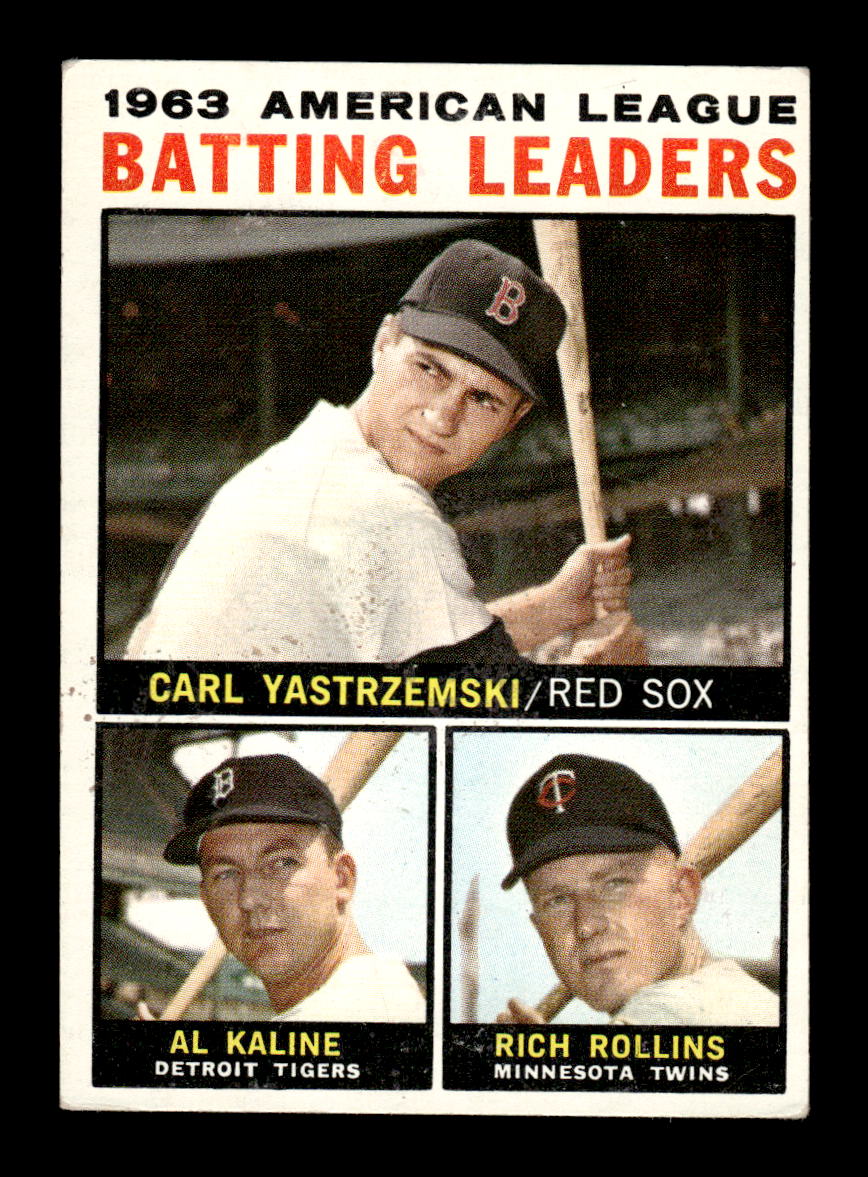 1964 Topps #8 1963 AL Batting Leaders Yastrzemski Kaline VG HOF10011604