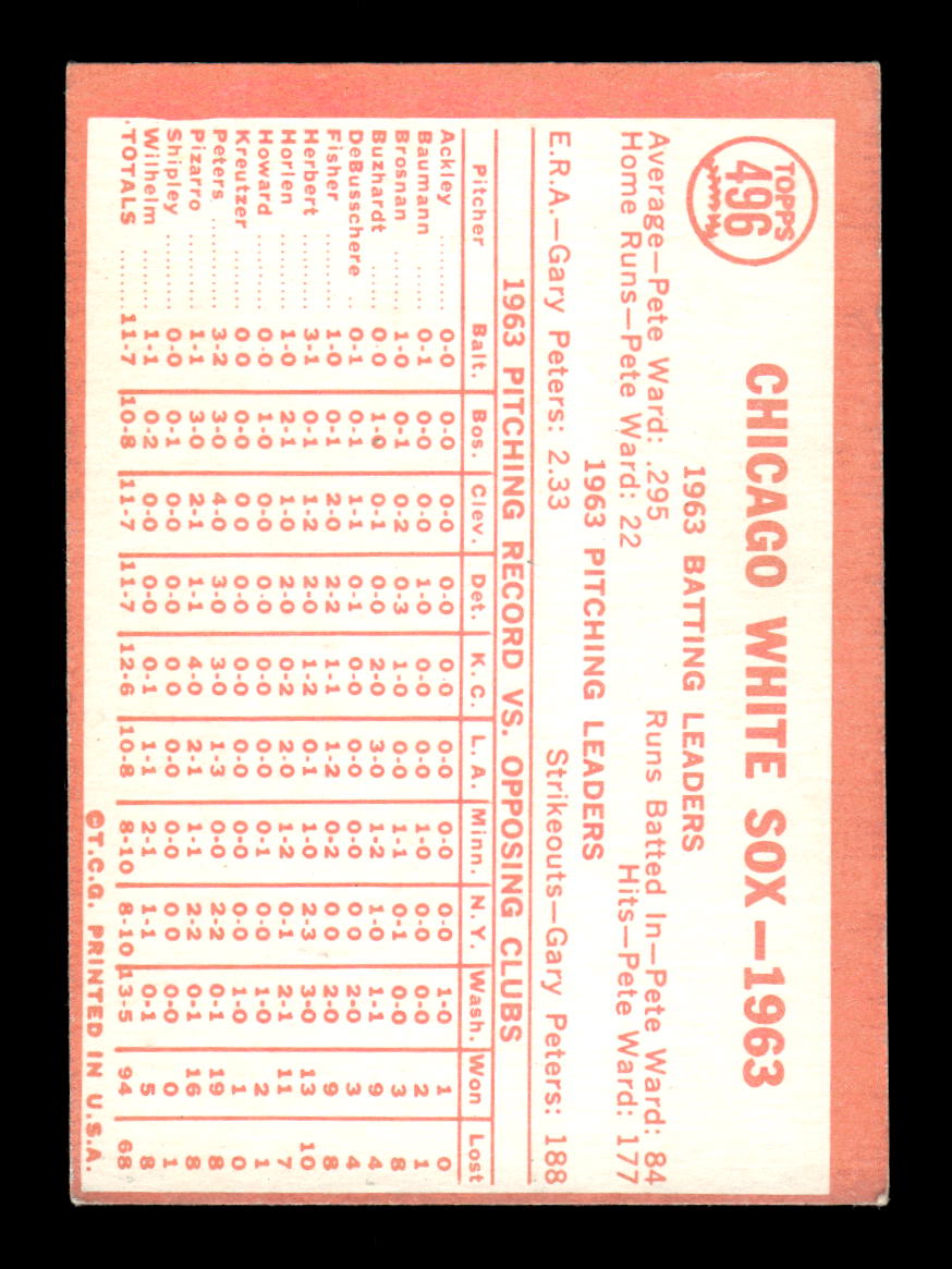 1964 Topps #496 Chicago White Sox Chicago White Sox VGEX HOF10011611