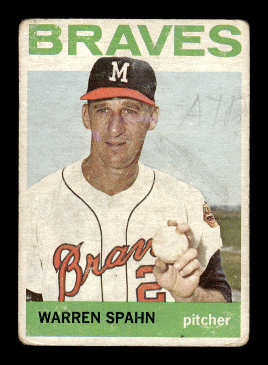 1964 Topps #400 Warren Spahn Milwaukee Braves Poor HOF10011620