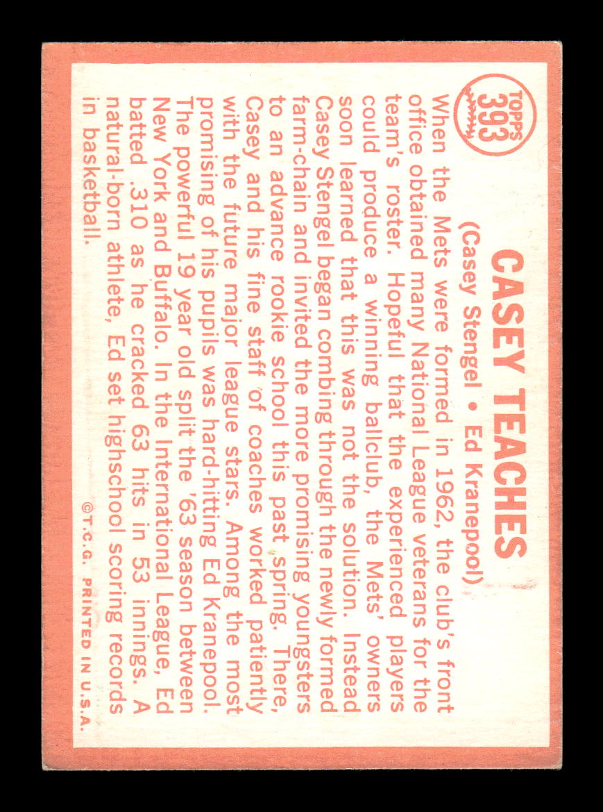 1964 Topps #393 Casey Teaches Casey Stengel Ed Kranepool VGEX HOF10011622
