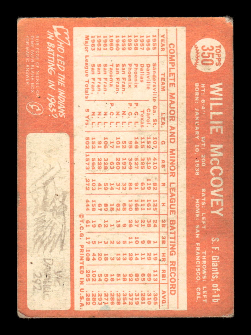 1964 Topps #350 Willie McCovey San Francisco Giants G/VG HOF10011624