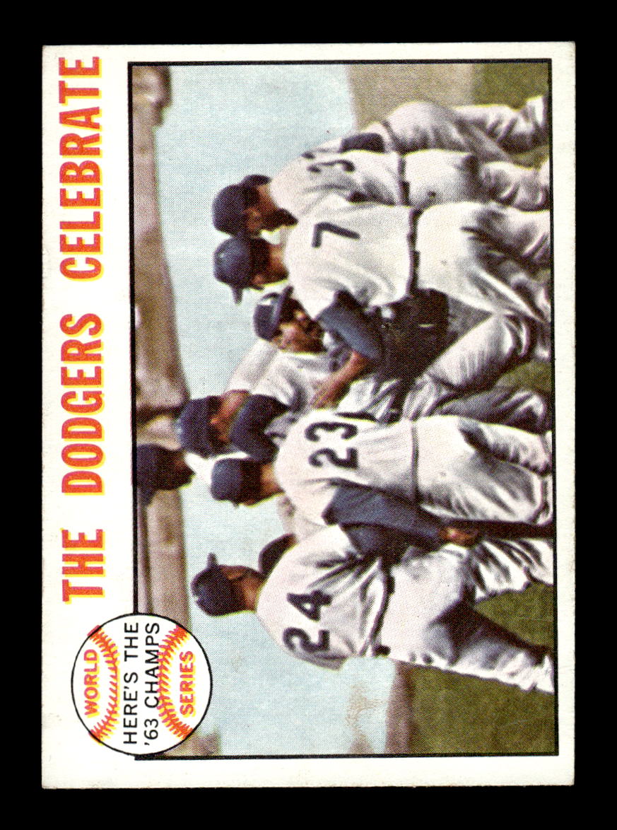 1964 Topps #140 1963 World Series The Dodgers Celebrate VGEX HOF10011643