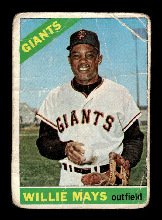 1966 Topps #1 Willie Mays San Francisco Giants Poor HOF10011654