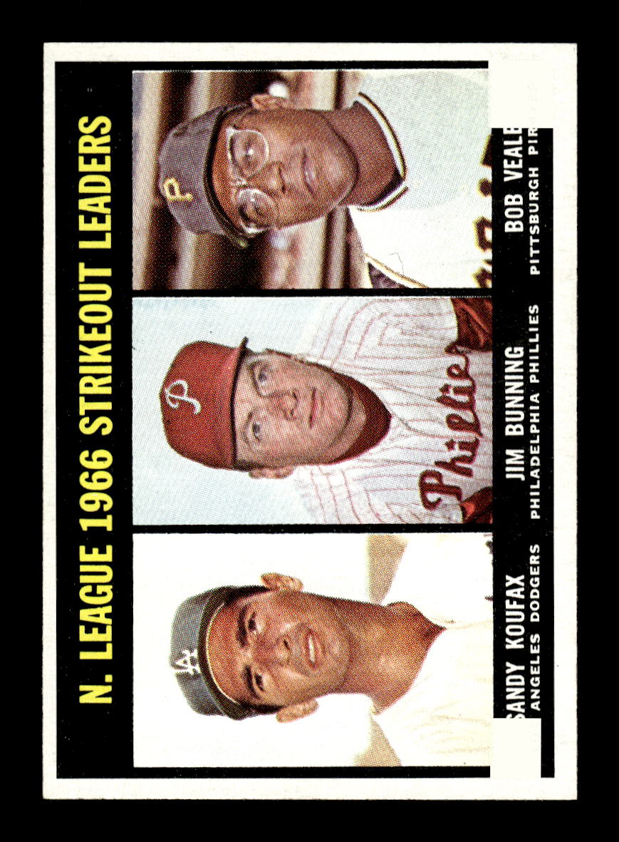 1967 Topps #238 NL Strikeout Leaders  Koufax Bunning EX HOF10011663