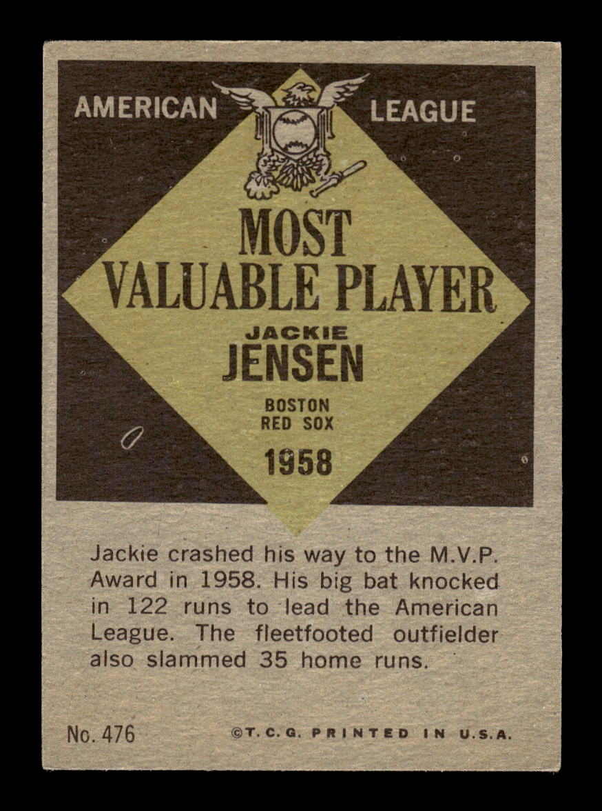 1961 Topps #476 Jackie Jensen Boston Red Sox G/VG HOF10011680