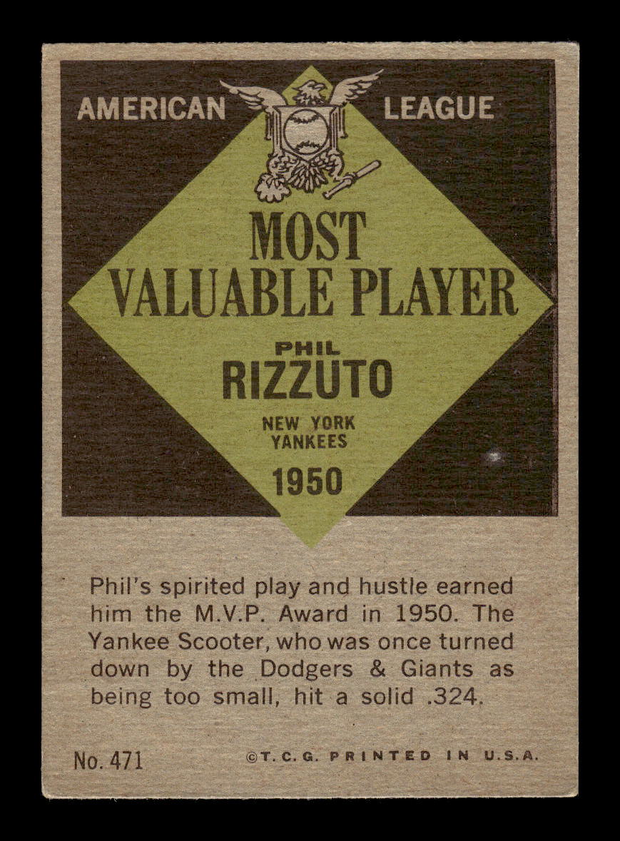 1961 Topps #471 Phil Rizzuto New York Yankees VG HOF10011681