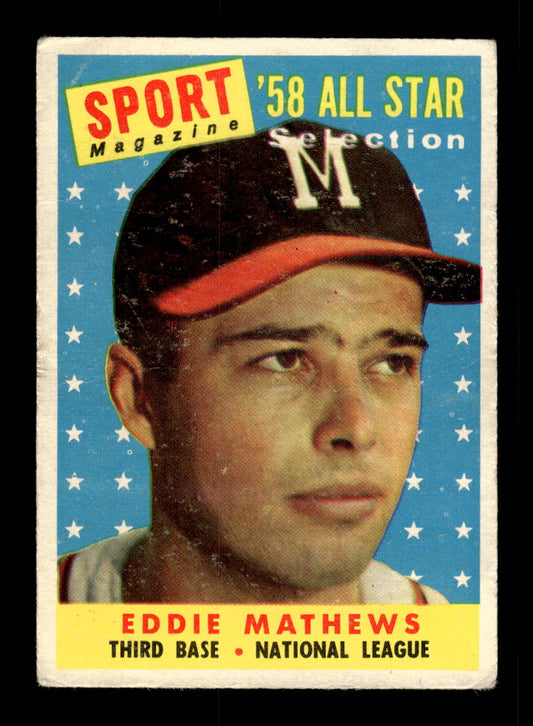 1958 Topps #480 Eddie Mathews Milwaukee Braves G/VG HOF10011705