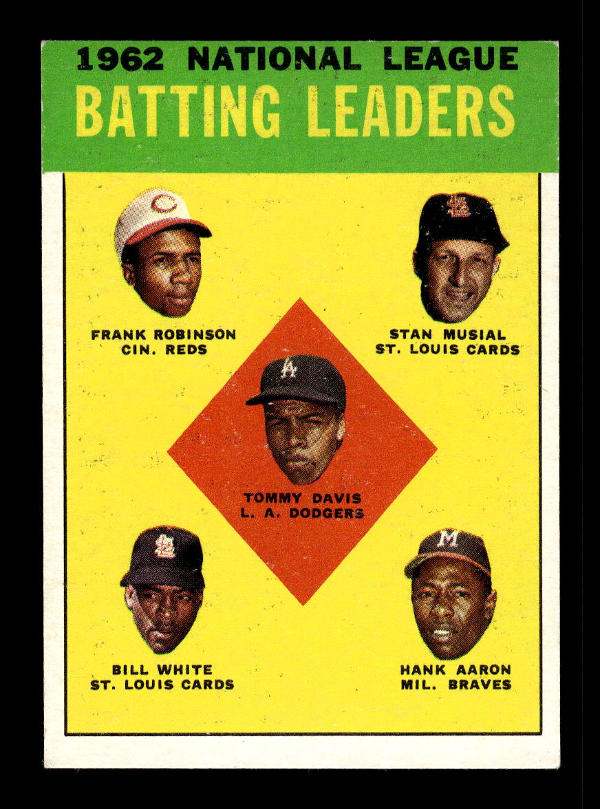 1963 Topps #1 1962 NL Batting Leaders Robinson Musial Aaron VG HOF10011728