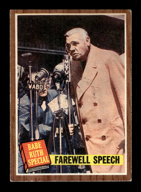 1962 Topps #144b Farewell Speech New York Yankees VG HOF10011738