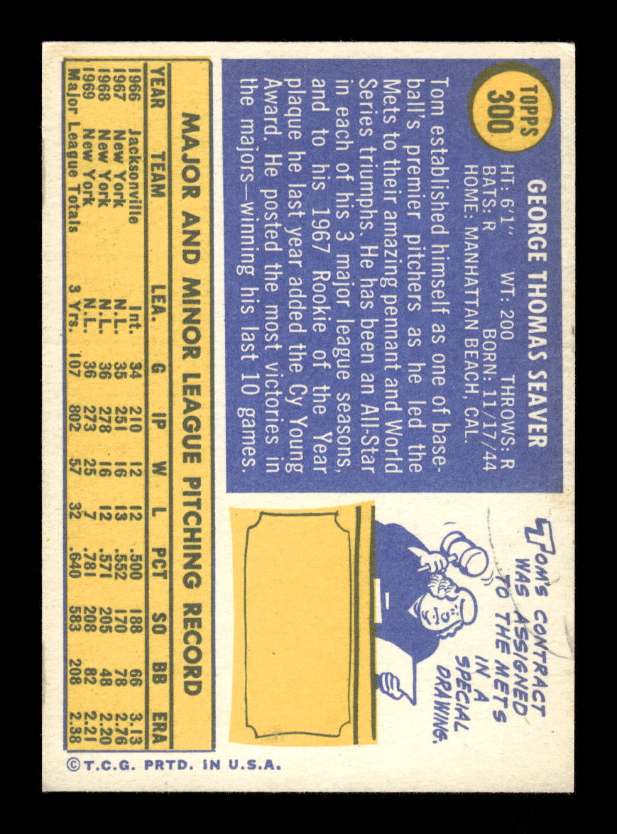 1970 Topps #300 Tom Seaver New York Mets VG HOF10011785