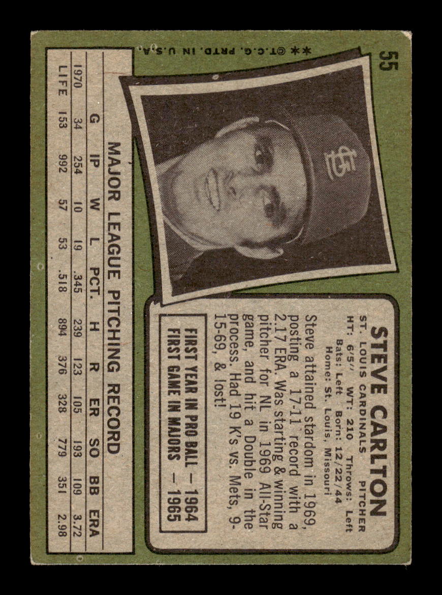 1971 Topps #55 Steve Carlton St. Louis Cardinals G/VG HOF10011798