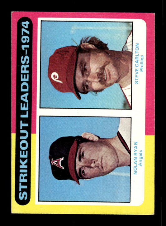 1975 Topps #312 1974 Strikeout Leaders Nolan Ryan Steve Carlton EX 10011869
