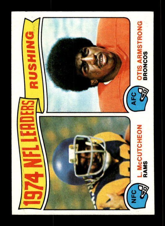 1975 Topps #1 NFL Rushing Leaders Lawrence McCutcheon Otis Armstrong EX 10011907