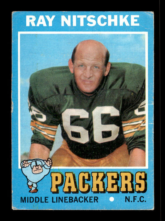 1971 Topps #133 Ray Nitschke Green Bay Packers G/VG 10011925