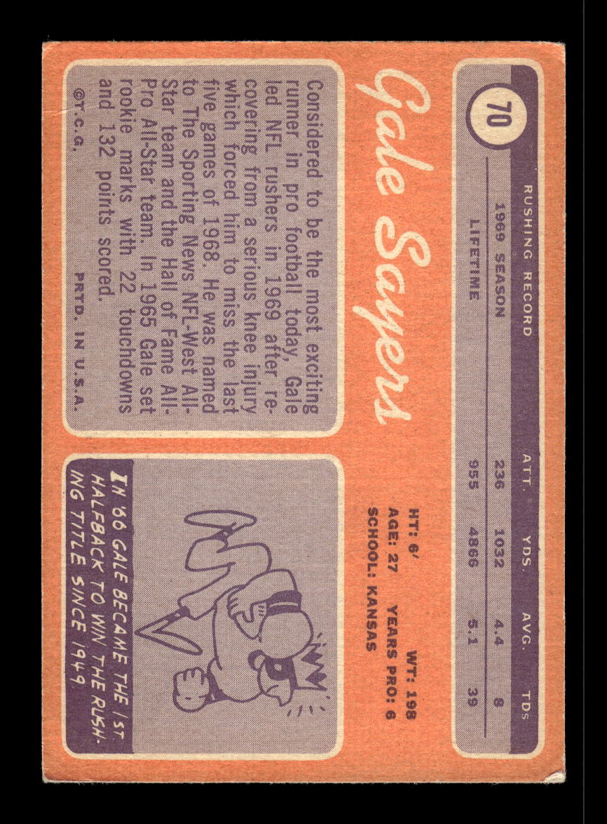 1970 Topps #70 Gale Sayers Chicago Bears VG 10011941