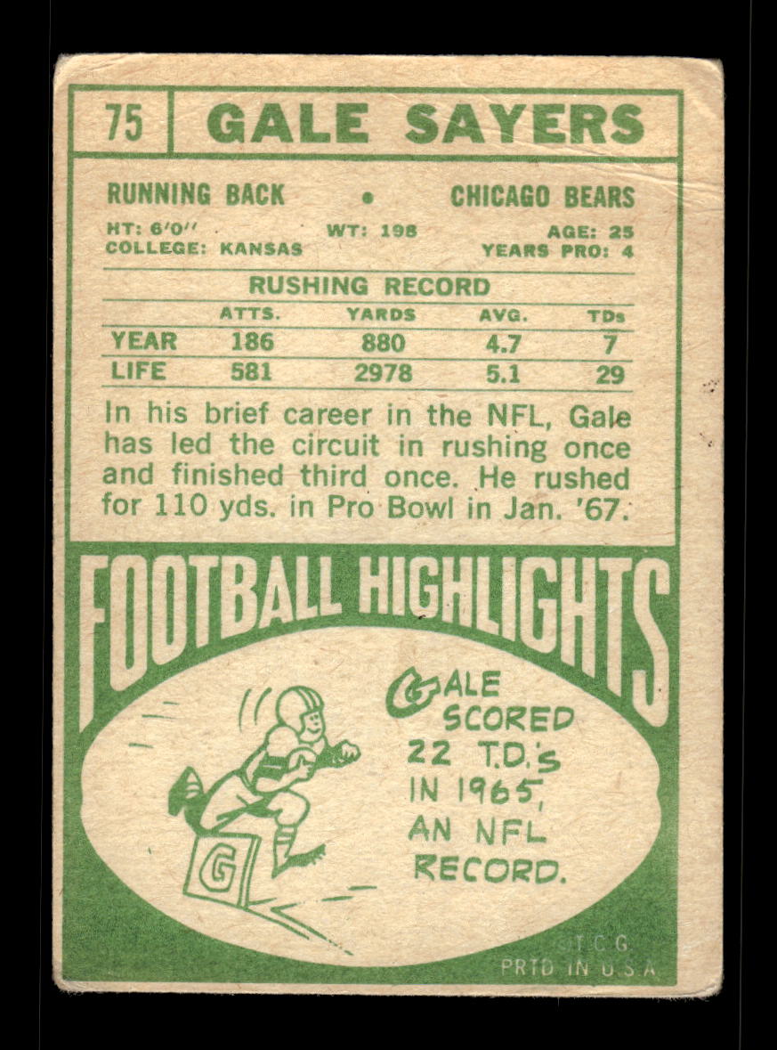 1968 Topps #75 Gale Sayers Chicago Bears G/VG 10011948