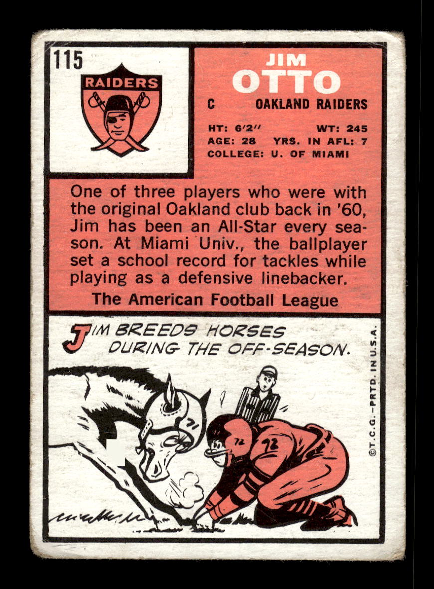 1966 Topps #115 Jim Otto Oakland Raiders G/VG 10011955