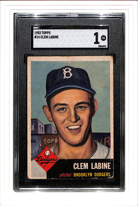 1953 Topps #14 Clem Labine SGC 1 SN 3006059
