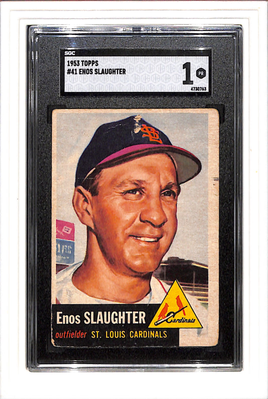 1953 Topps #41 Enos Slaughter SGC 1 SN 4730763