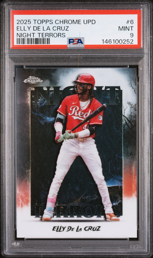 2025 Topps Chrome Update Night Terrors #6 Elly De La Cruz PSA 9 SN 146100252