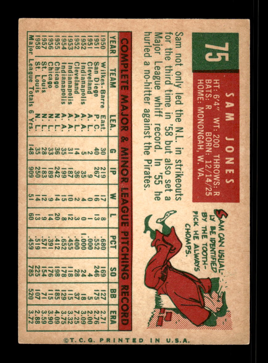 1959 Topps #75 Sam Jones St. Louis Cardinals EX 10012008
