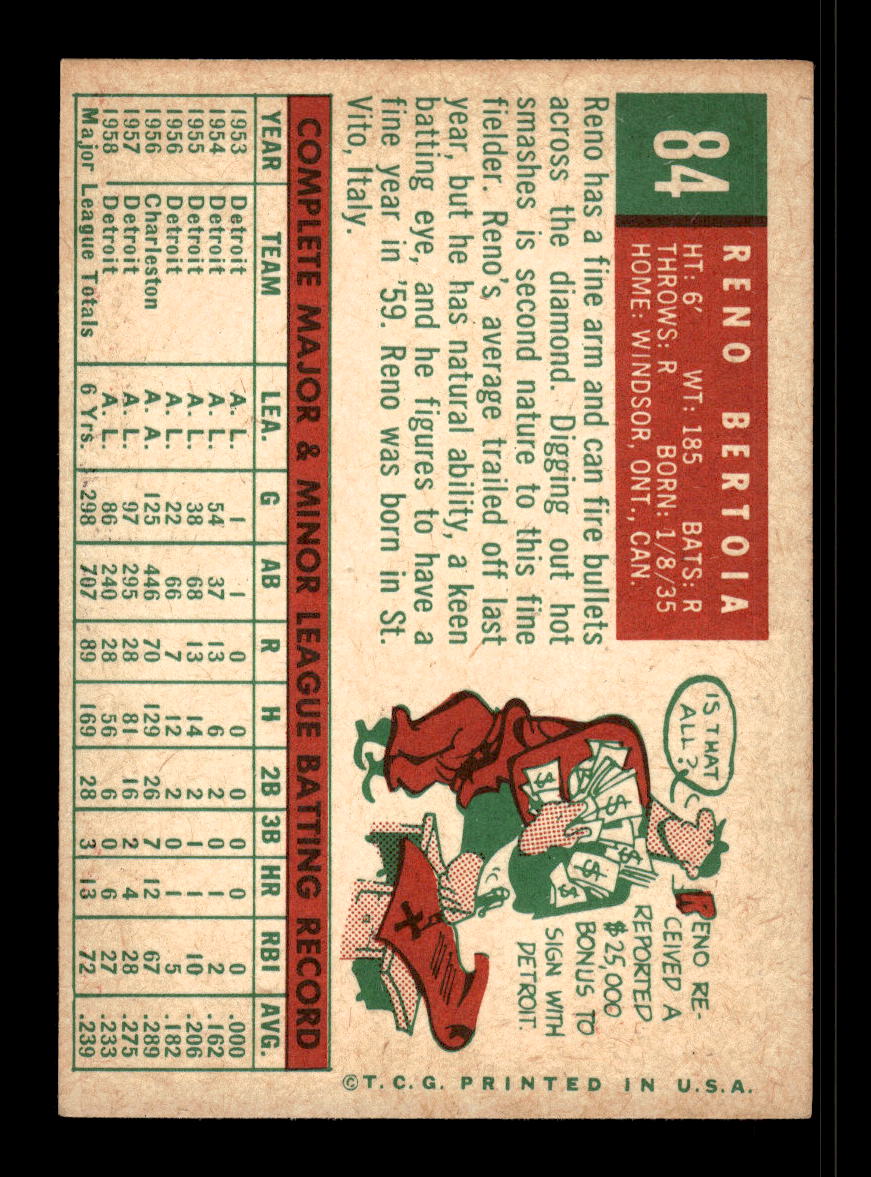 1959 Topps #84 Reno Bertoia Washington Senators EX 10012010