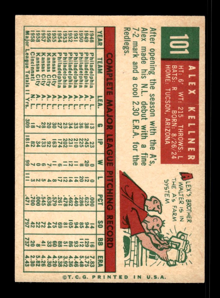 1959 Topps #101 Alex Kellner St. Louis Cardinals EX 10012014