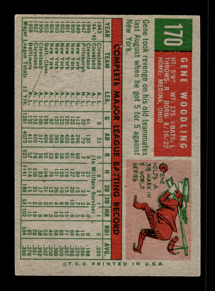 1959 Topps #170 Gene Woodling Baltimore Orioles EX 10012026