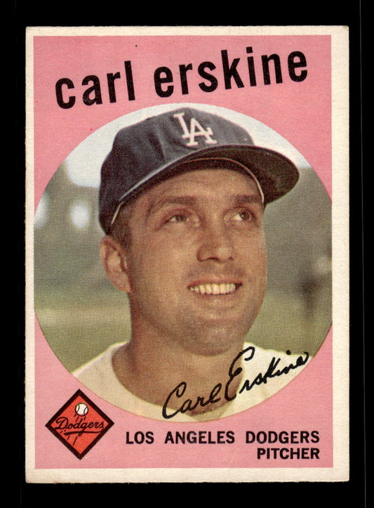 1959 Topps #217b Carl Erskine Los Angeles Dodgers EX 10012038