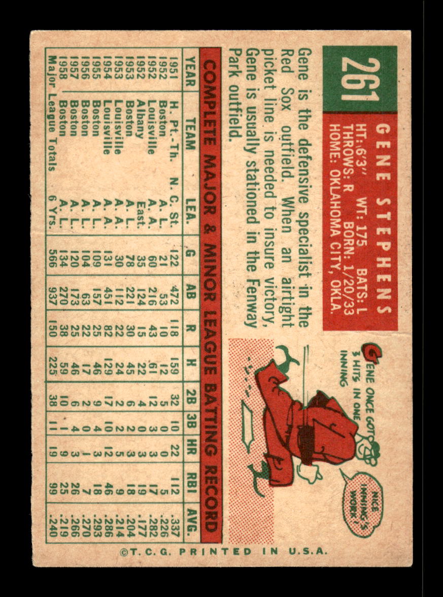 1959 Topps #261a Gene Stephens Boston Red Sox EX 10012043