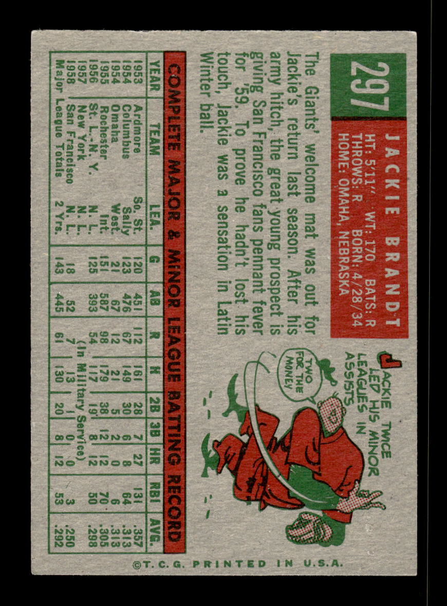 1959 Topps #297 Jackie Brandt San Francisco Giants EX 10012056
