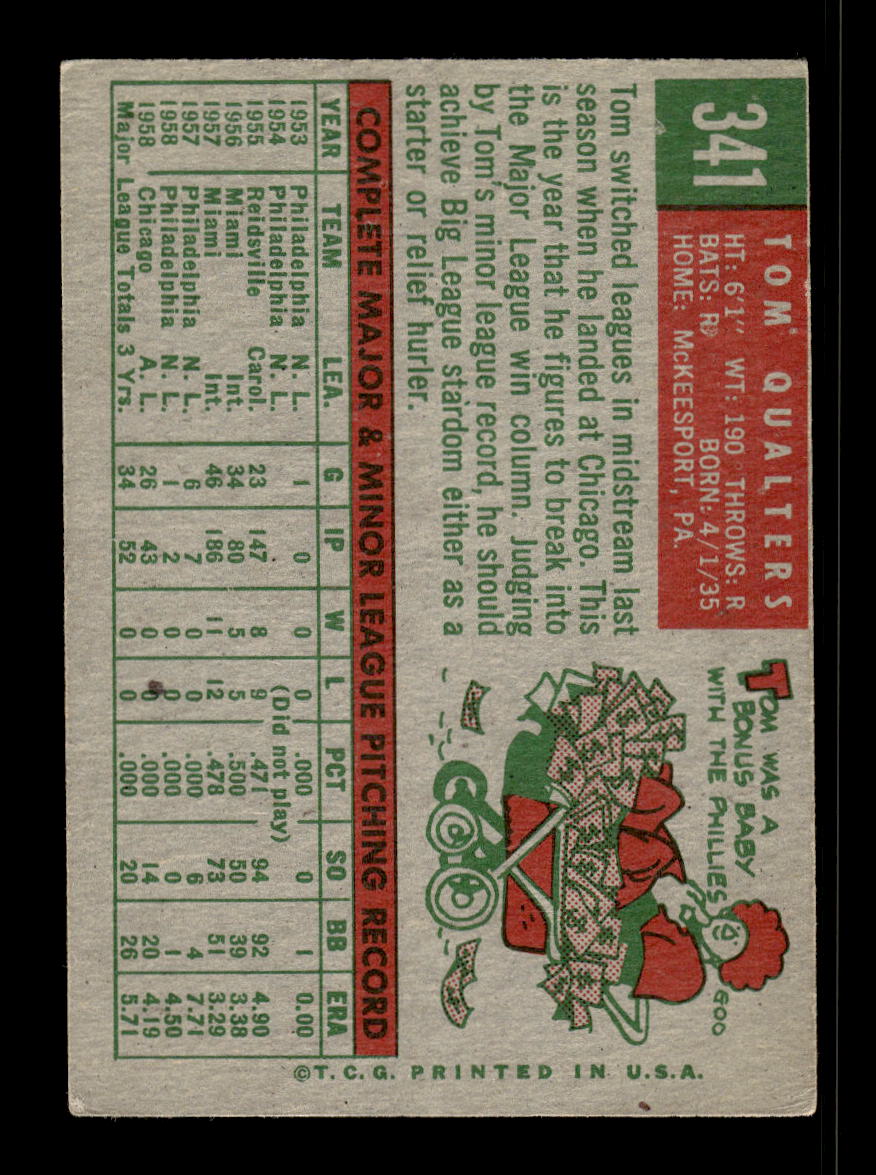 1959 Topps #341 Tom Qualters Chicago White Sox EX 10012065
