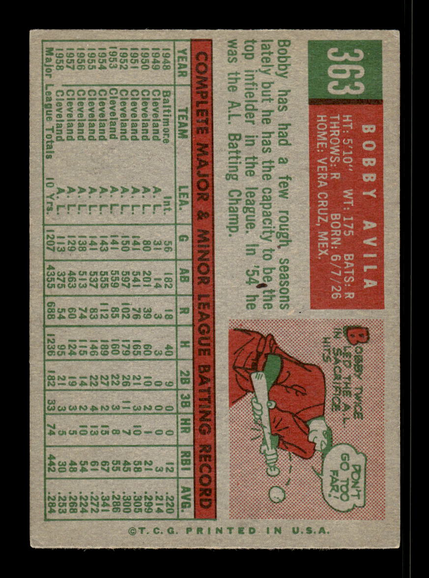 1959 Topps #363 Bobby Avila Baltimore Orioles EX 10012071