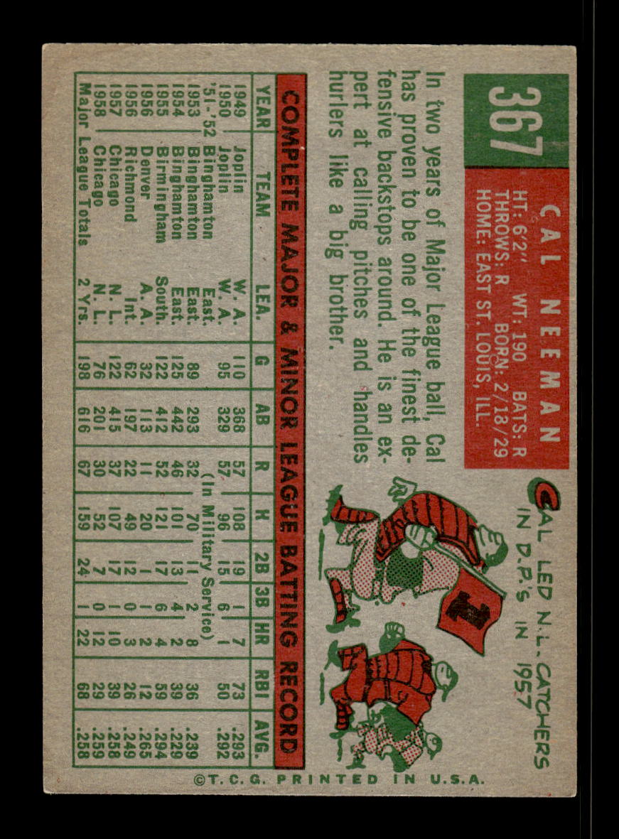 1959 Topps #367 Cal Neeman Chicago Cubs EX 10012073