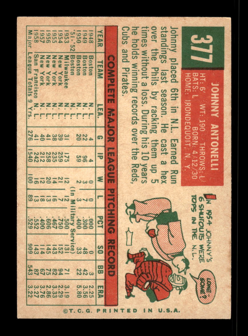 1959 Topps #394 Randy Jackson Cleveland Indians EX 10012078