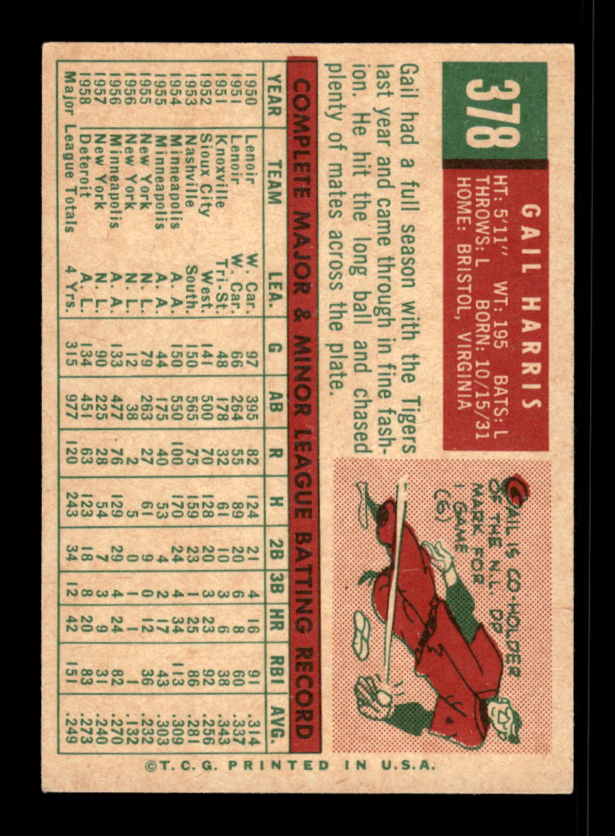 1959 Topps #378 Gail Harris Detroit Tigers EX 10012079