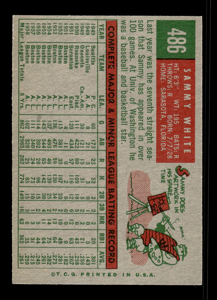 1959 Topps #486 Sammy White Boston Red Sox EX 10012099