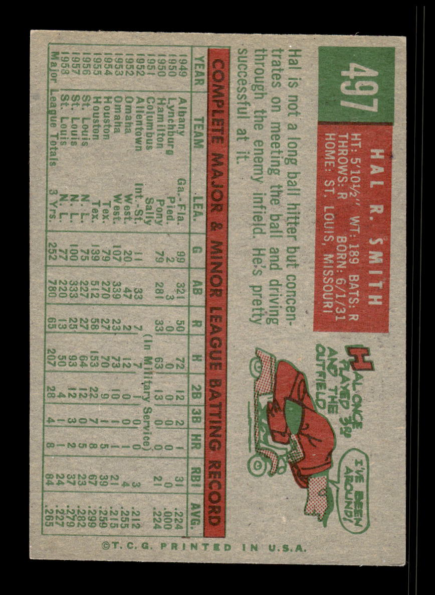 1959 Topps #497 Hal R. Smith St. Louis Cardinals EX 10012103