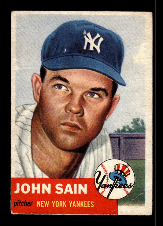 1953 Topps #119a Johnny Sain New York Yankees G/VG 10012110