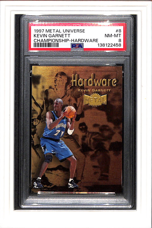 1997 Metal Universe Hardware #8 Kevin Garnett PSA 8 SN 138122458