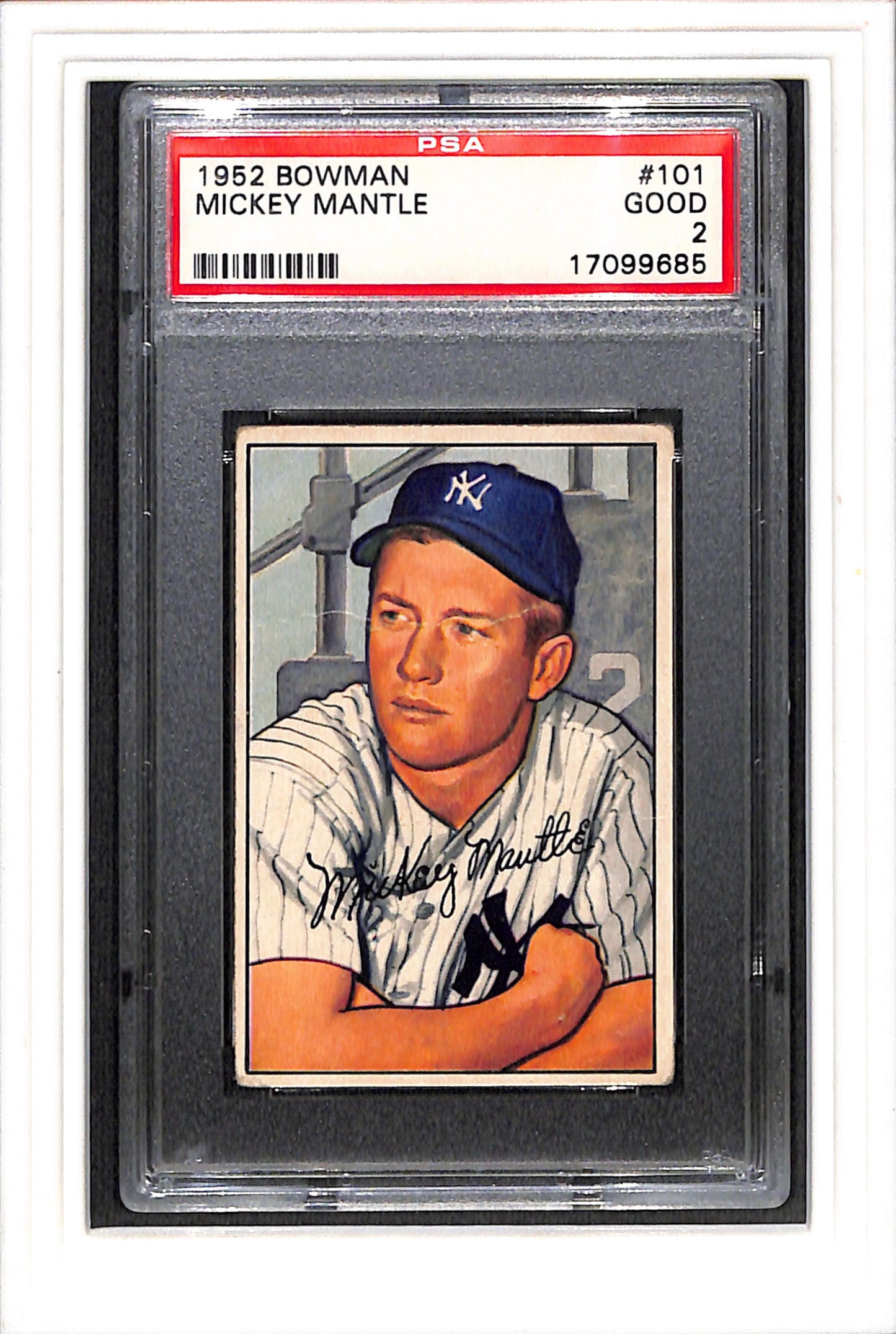 1952 Bowman #101 Mickey Mantle PSA 2 SN 17099685