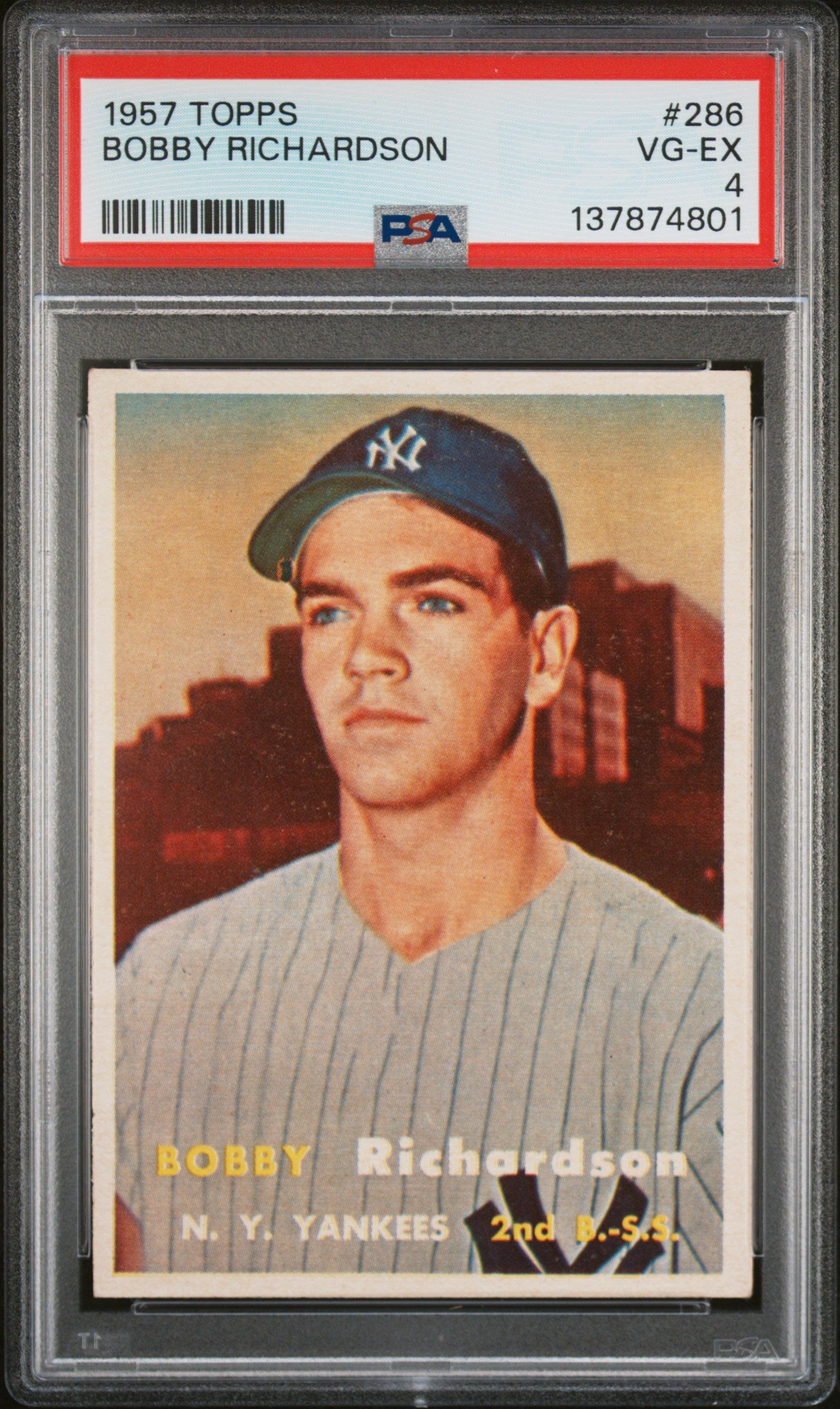 1957 Topps #286 Bobby Richardson PSA 4 SN 137874801